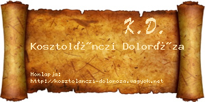 Kosztolánczi Doloróza névjegykártya